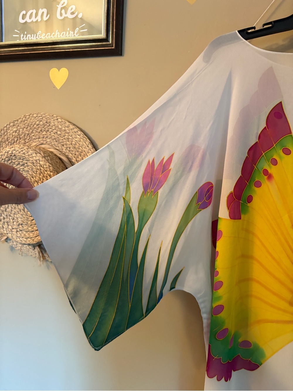 NWT Ke Ke Collection Silk Butterfly Floral Print Sheer Kimono Top - Picture 10 of 11